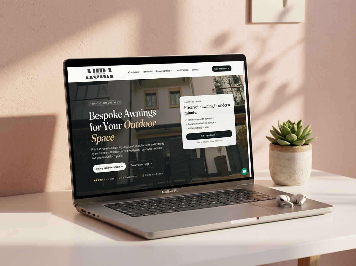 Aura Awnings website design